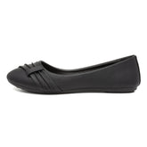 Lilley Gina Womens Black Front Pleated Ballerina - Size 6 UK - Black